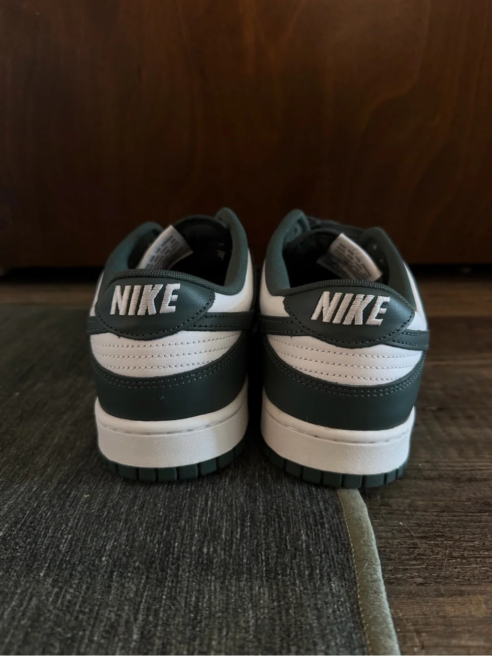 Nike dunks in Dark Green and White